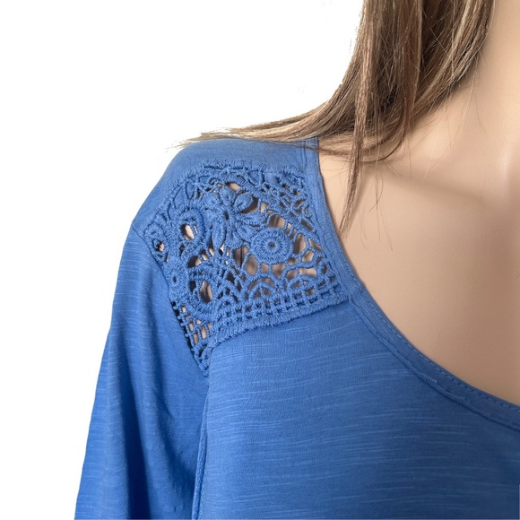 Tribal Jeans Top Blouse Tunic100% Cotton Embroidered Lace Iridescent Buttons - Picture 8 of 15